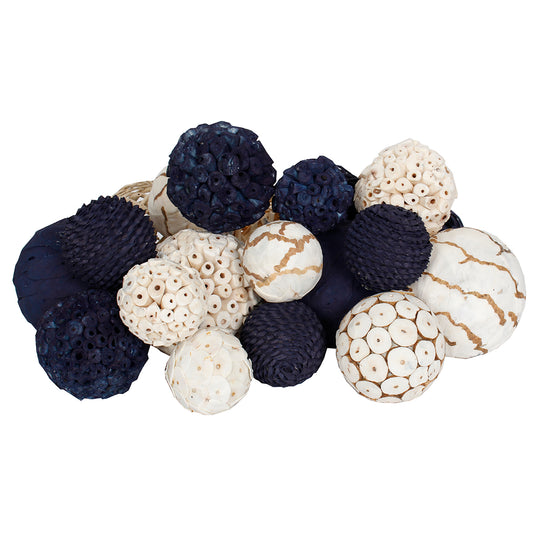 Dried Exotics Orbs 18 pieces  - Navy/Natural