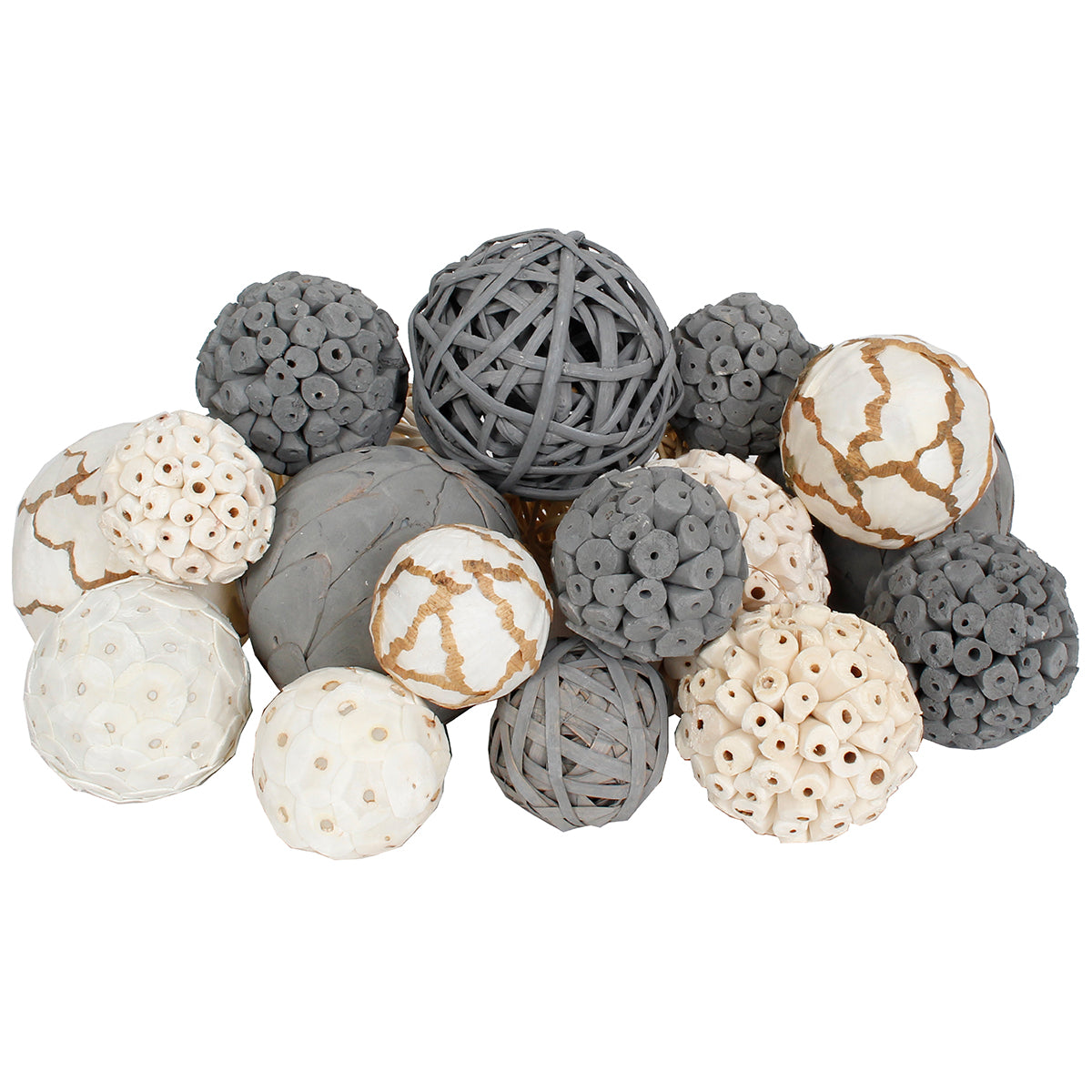 Dried Exotics Orbs 18 pieces  - Grey/Natural