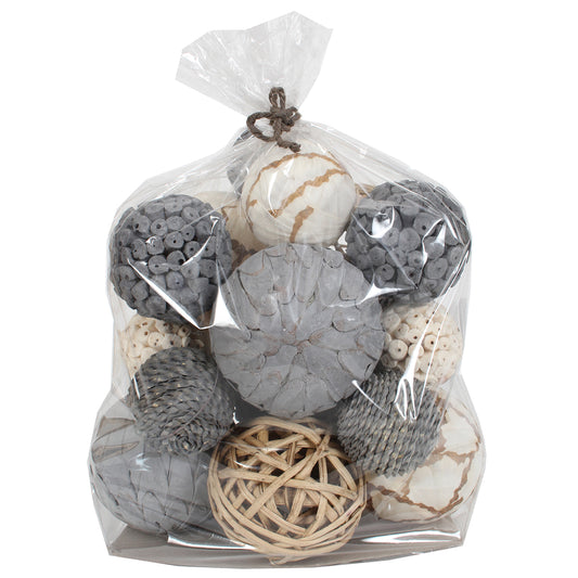 Dried Exotics Orbs 18 pieces  - Grey/Natural