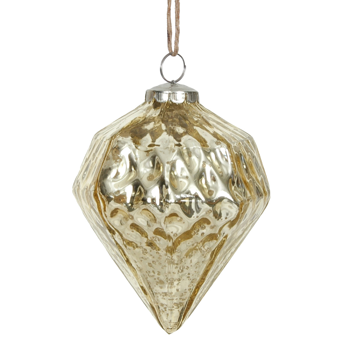 Ornament 5" Mercury Diamond Gold Glass