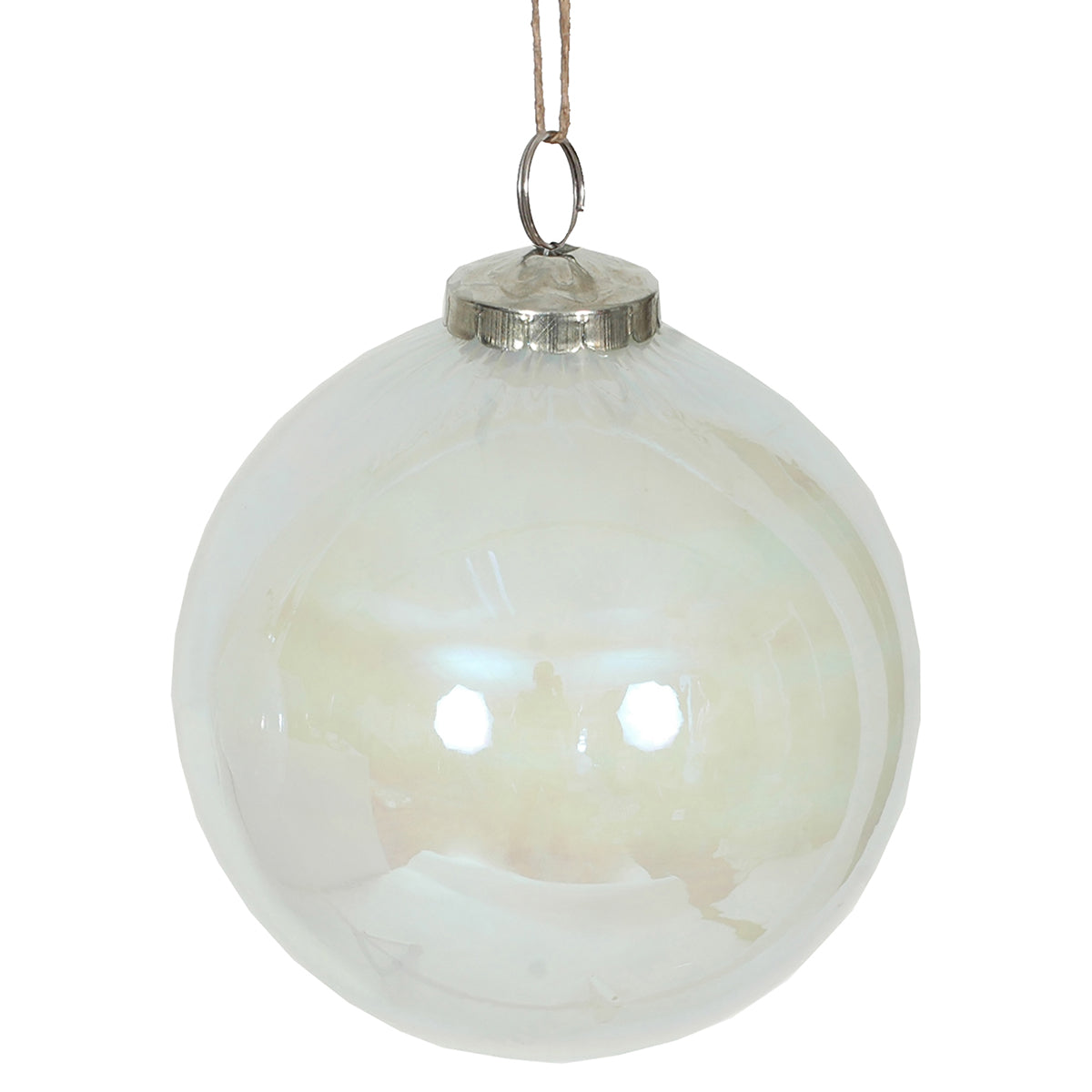 Ornament 5" Glass Peral White