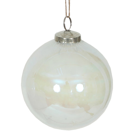 Ornament 5" Glass Peral White