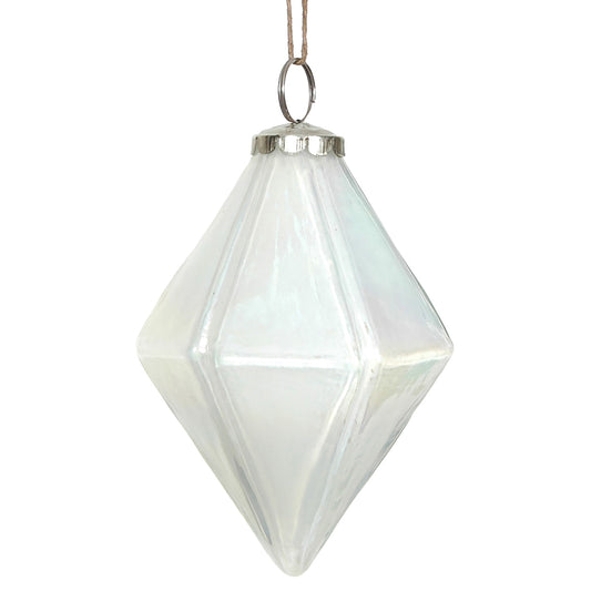 Ornament 5" Jewel Peral White Glass