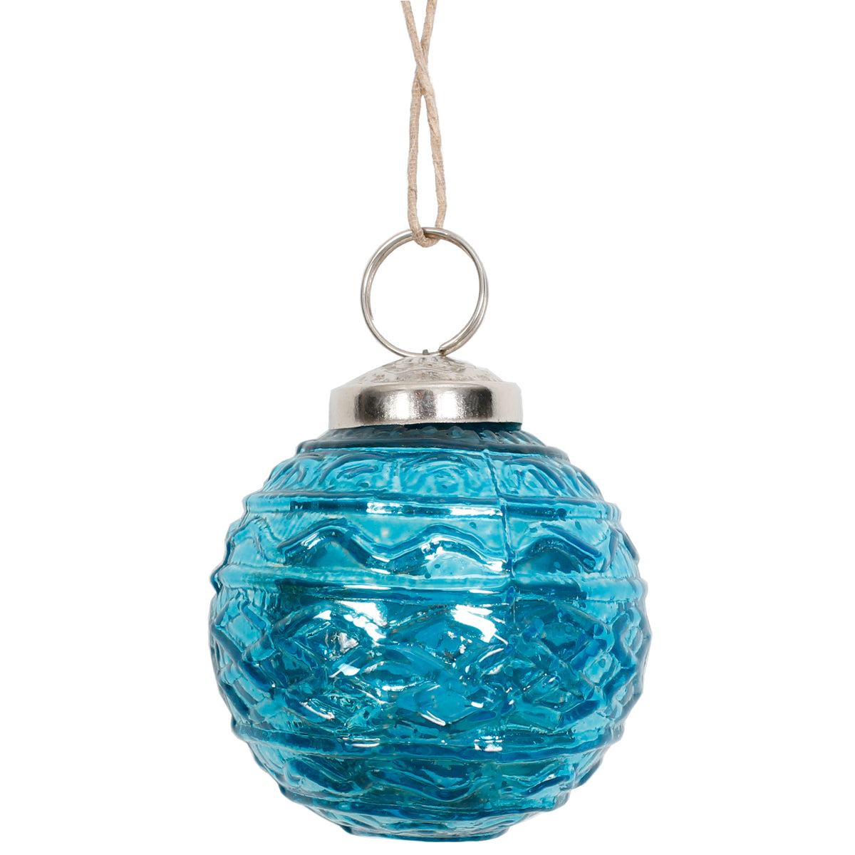 Ornament 2" Glass Mercury Turquoise