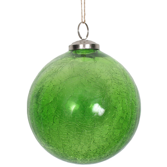 Ornament 5" Crackle Glass Lime