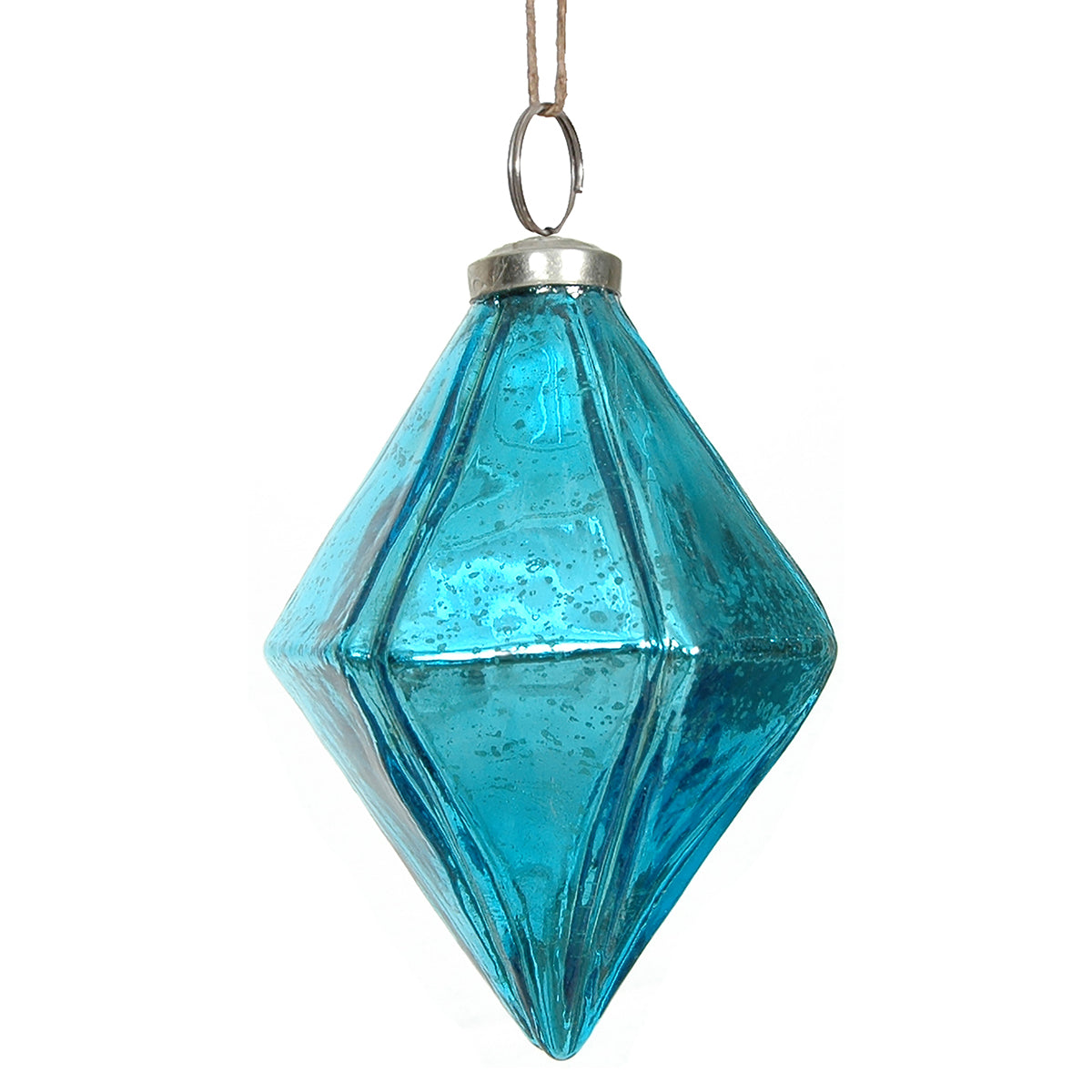 Ornament 5" Mercury Jewel Aqua Glass