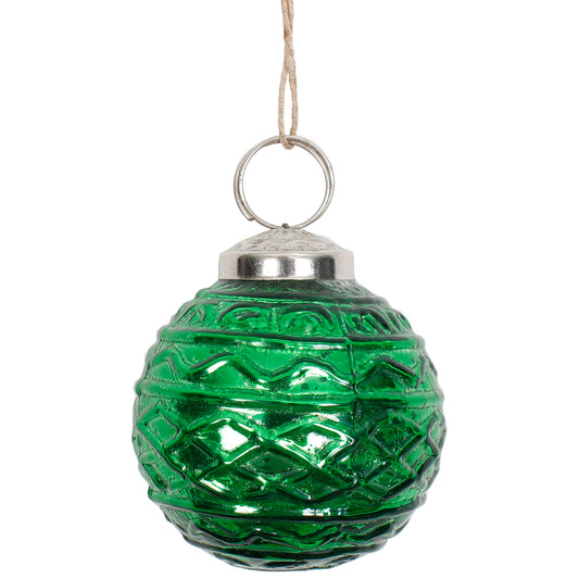 Ornament 2" Glass Mercury Green