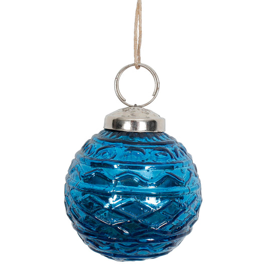 Ornament 2" Glass Mercury Blue