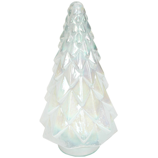 Xmas Tree Faceted 5"W X 12"H Pearl White