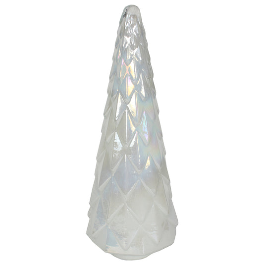 Xmas Tree Faceted 7"W X 18"H Pearl White