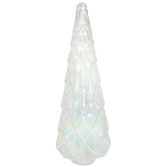 Xmas Tree Faceted 9"W X 24"H Pearl White
