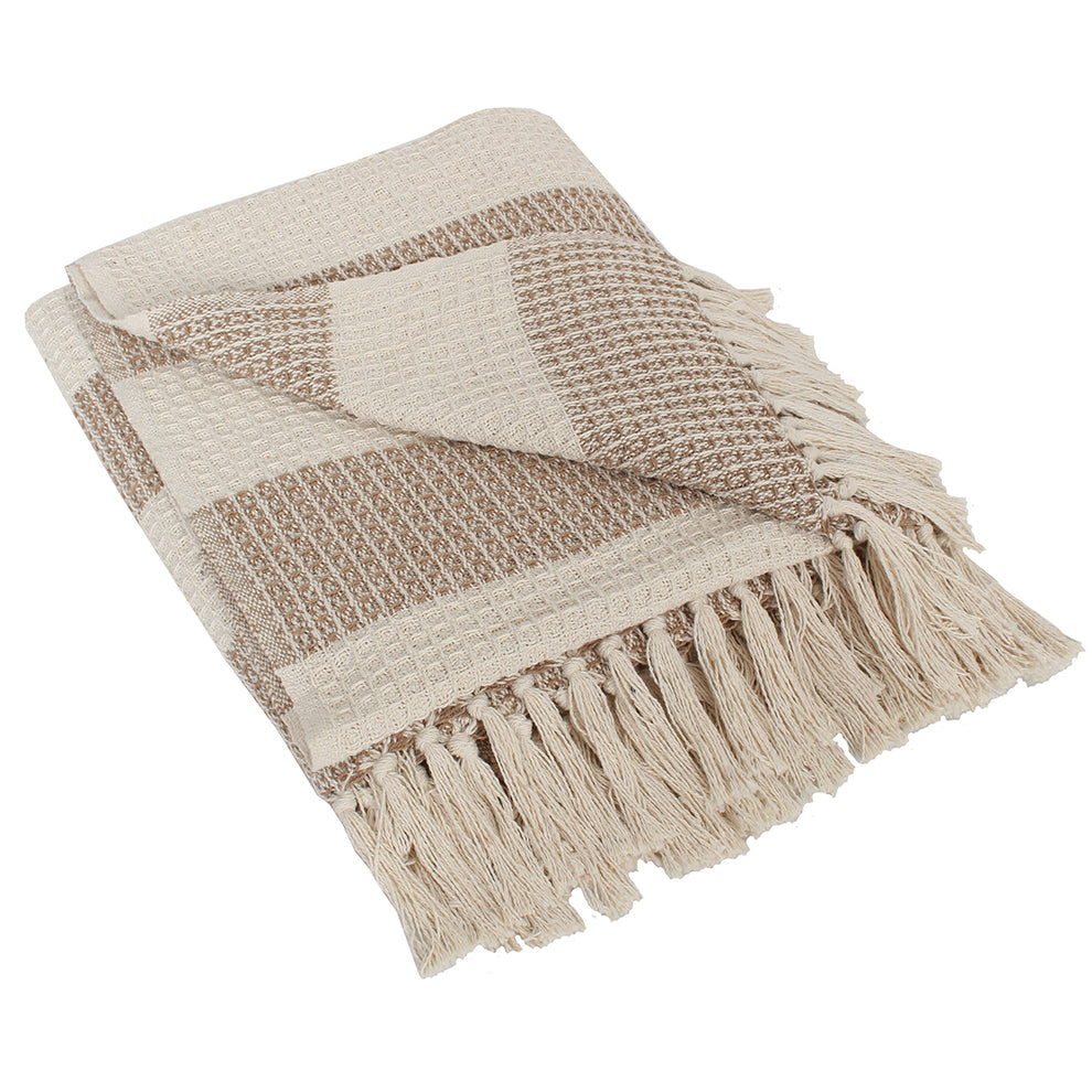 Throw Indoor/Outdoor Polyester 50' x 60' Beige | India House