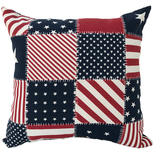 OUTDOOR PILLOW 16" STAR PATCH PATRIOTIC