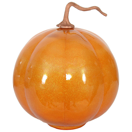 Pumpkin 9.5"Wx9.5"H Glitter Orange