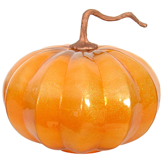 Pumpkin 8"Wx6"H Glitter Orange