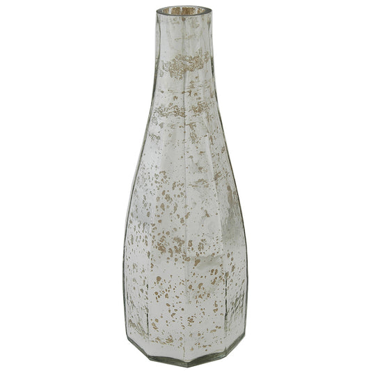 Vase 11"H x 4"W Mercury Glass Silver
