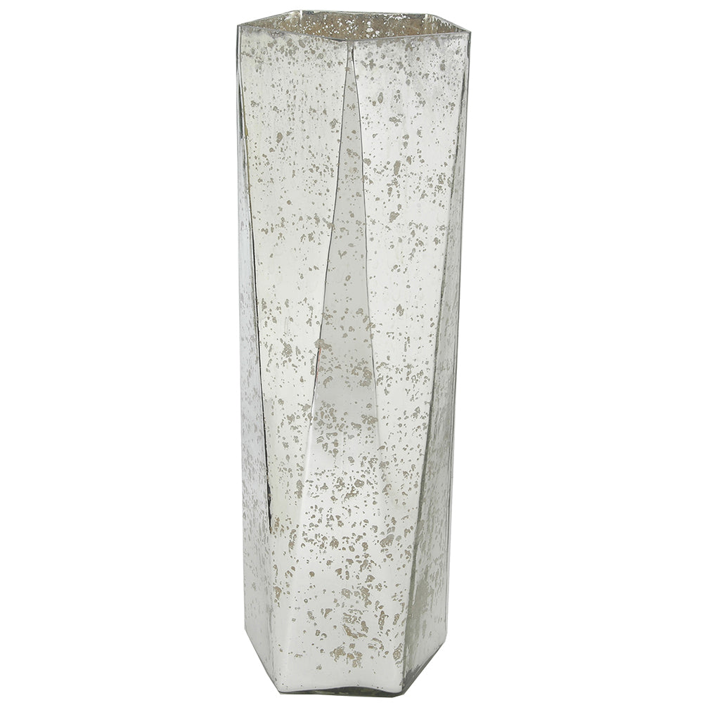 Vase 18"H x 6"W Mercury Glass Silver