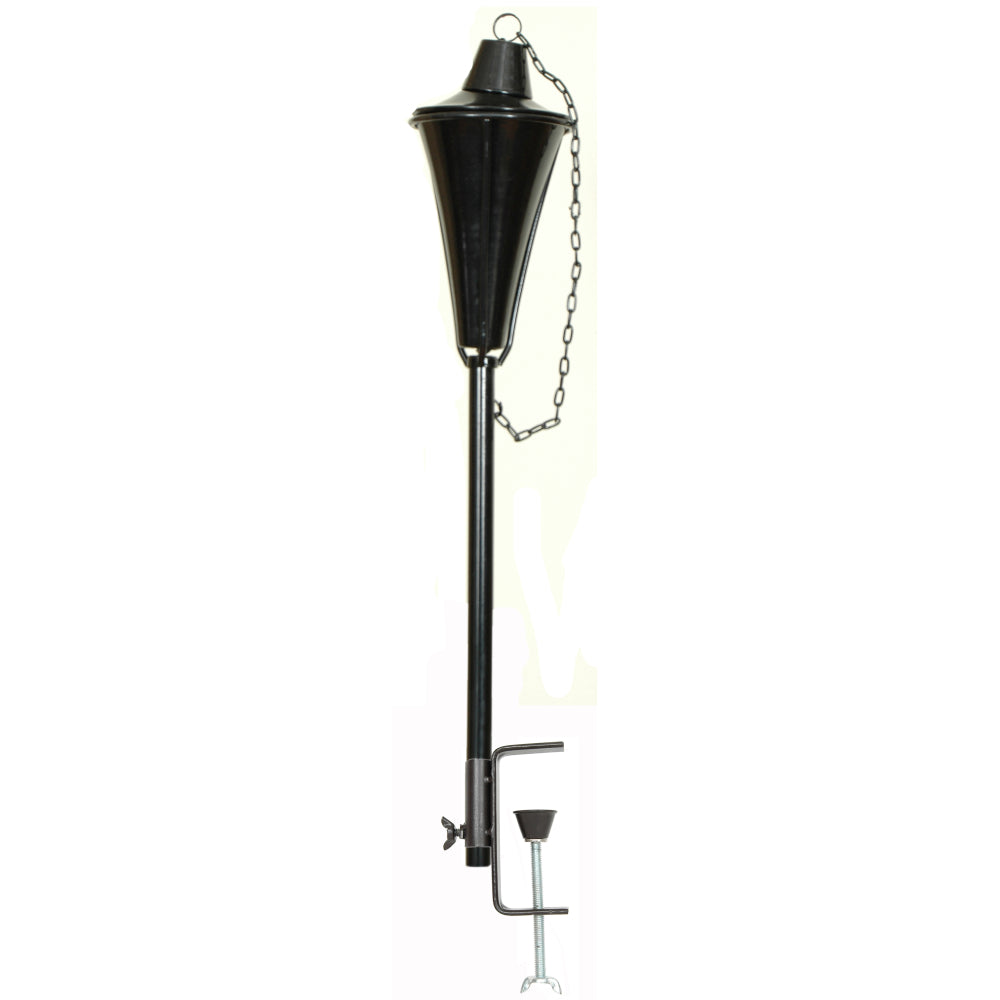 Deck Torch 36" Small Conical - Shiny Black with Clamp