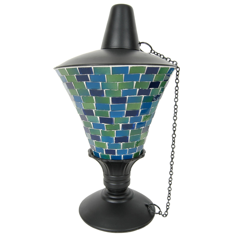 Tabletop Torch Stub Conical Mosaic Blue/Green