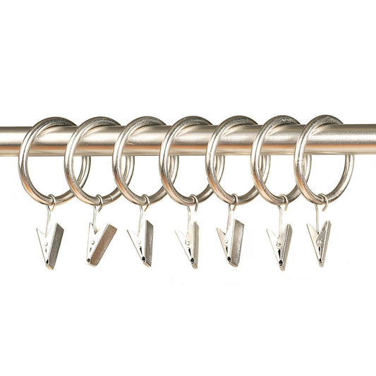 Rings with Clips Set of 7 Nickel for 1.25" Rod
