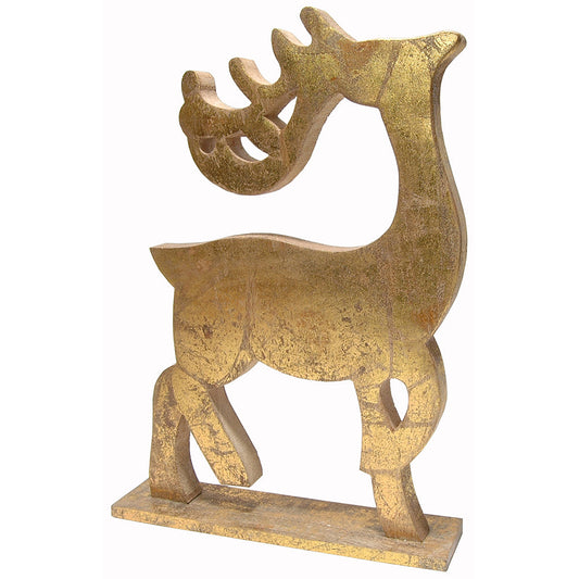 Reindeer Wood 16"H x 11.5"W    - Gold
