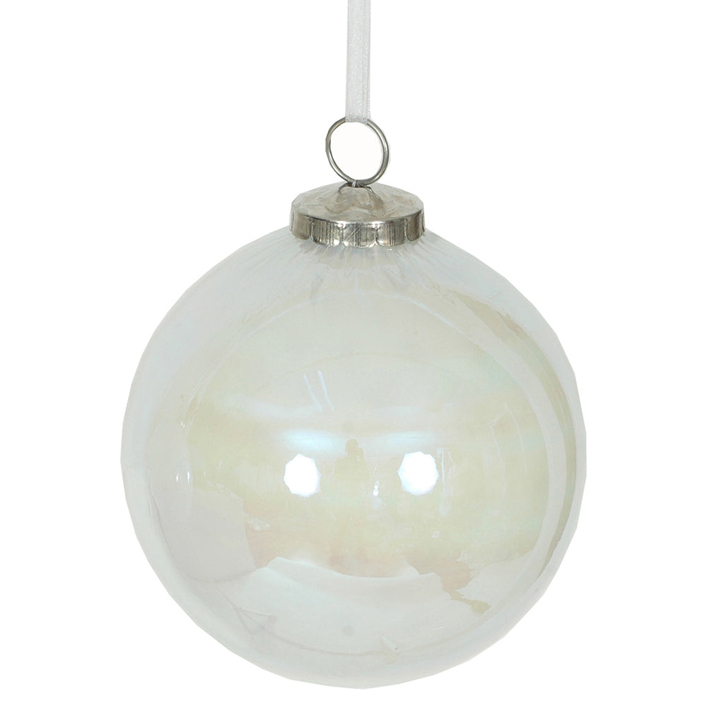 Ornament 5" Glass Peral White