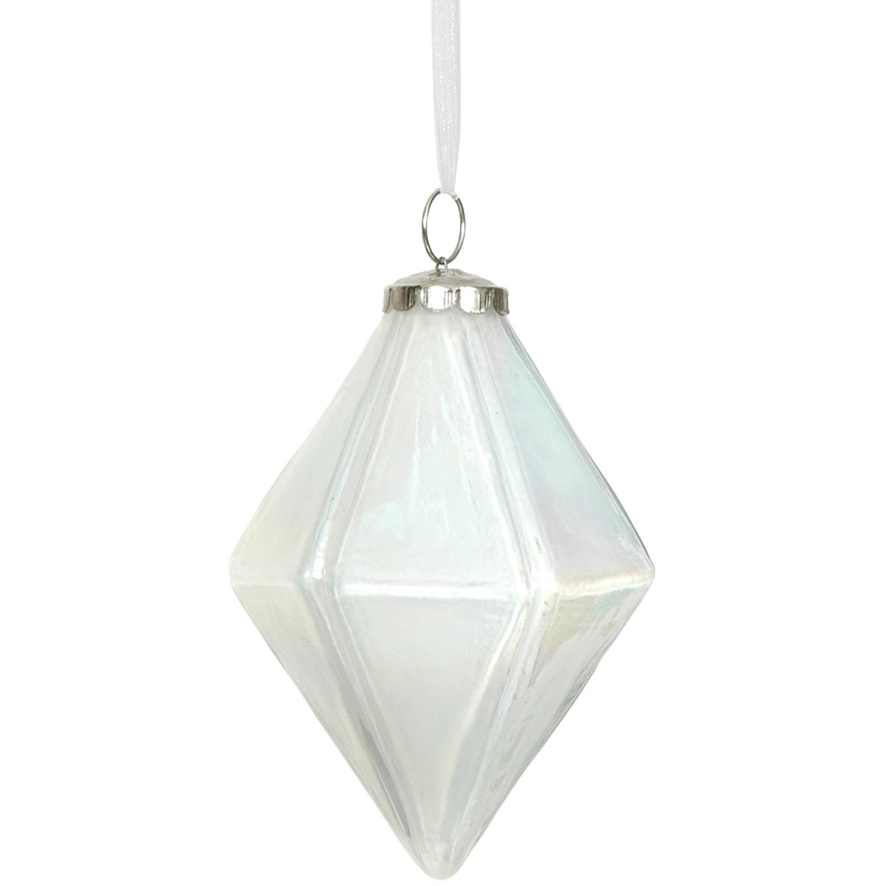 Ornament 5" Jewel Peral White Glass