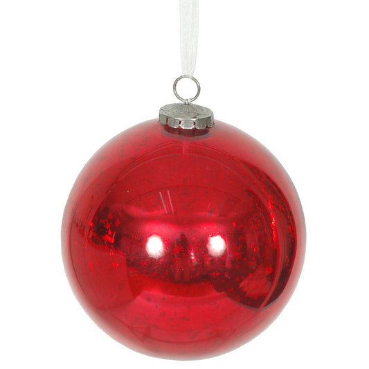Ornament 5" Mercury Glass Red Glass