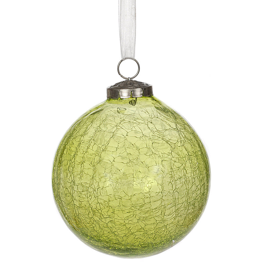 Ornament 5" Crackle Glass Lime