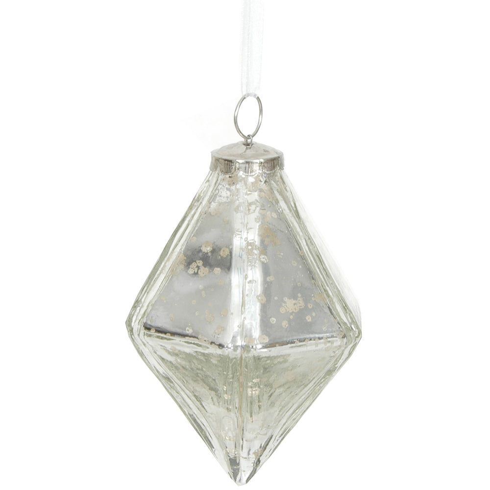 Ornament 5" Mercury Jewel Glass Silver Glass