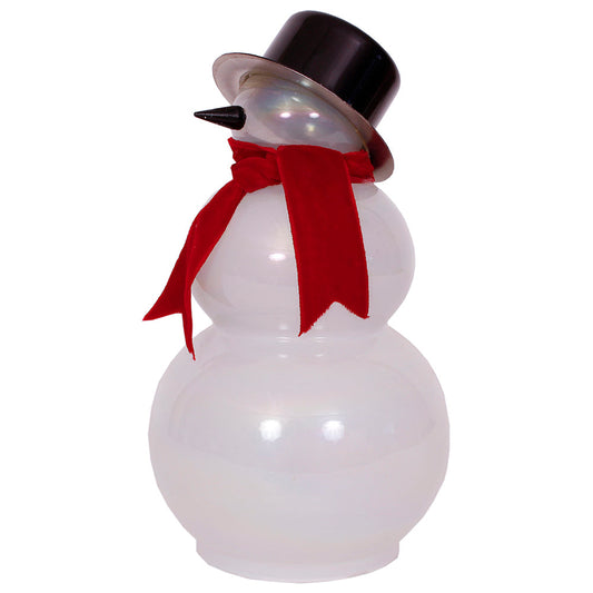 Snowman 8.5"H x 4"W White Pearl Glass