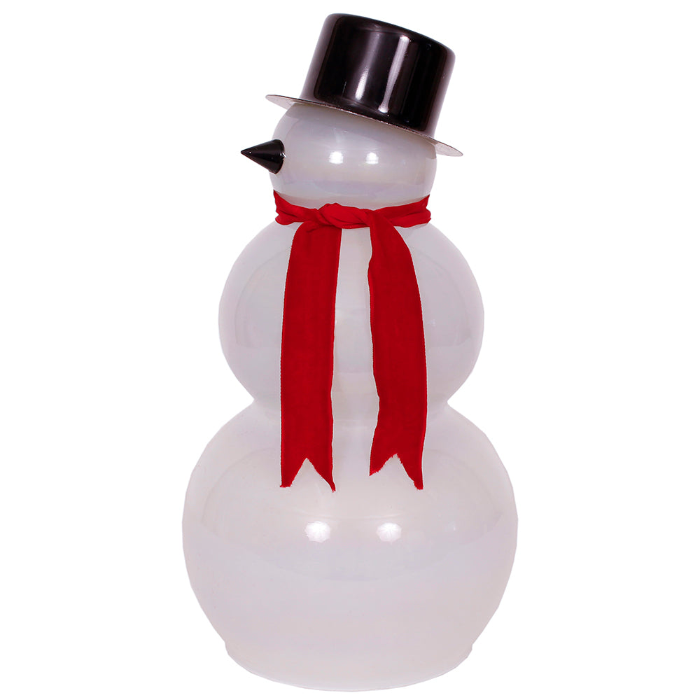 Snowman 13.5"H x 6"W White Pearl Glass