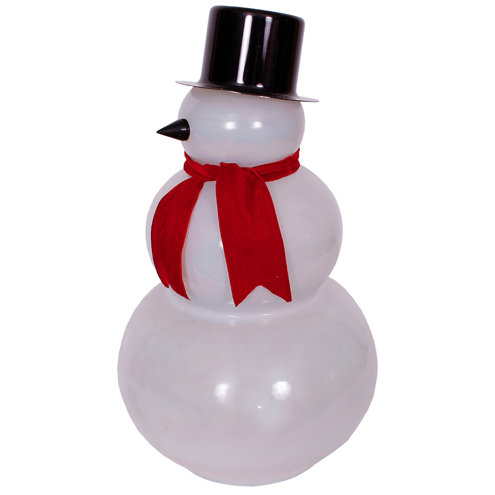 Snowman 18.5"H x 10"W White Pearl Glass