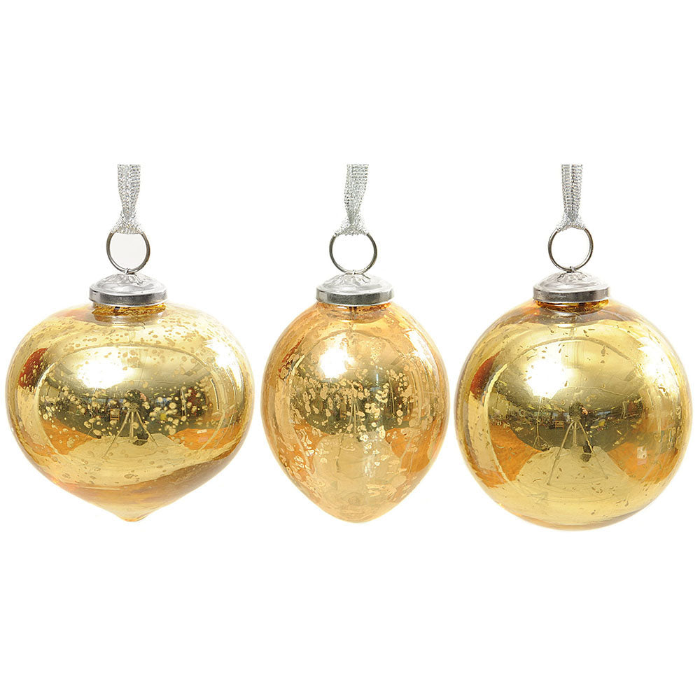 Ornament 3.5" Optic Mercury Gold Glass