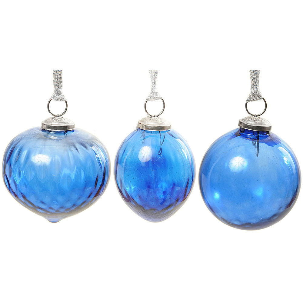 Ornament 3.5" Optic Royal Blue Glass