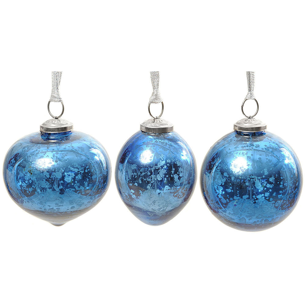 Ornament 3.5" Mercury Royal Blue Glass
