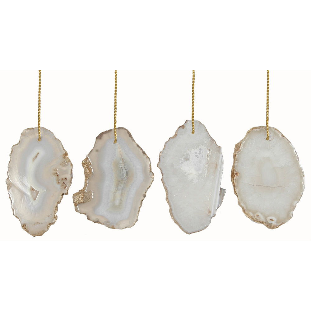 Ornament Agate 3" White Assorted 24 pieces