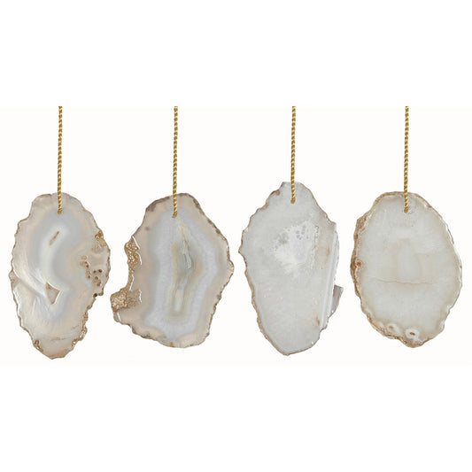 Ornament Agate 3" White Assorted 24 pieces