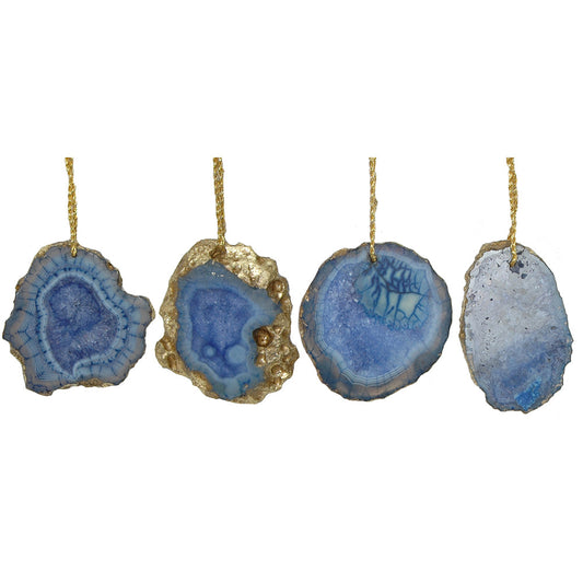 Ornament Agate 3" Blue Assorted 24 pieces