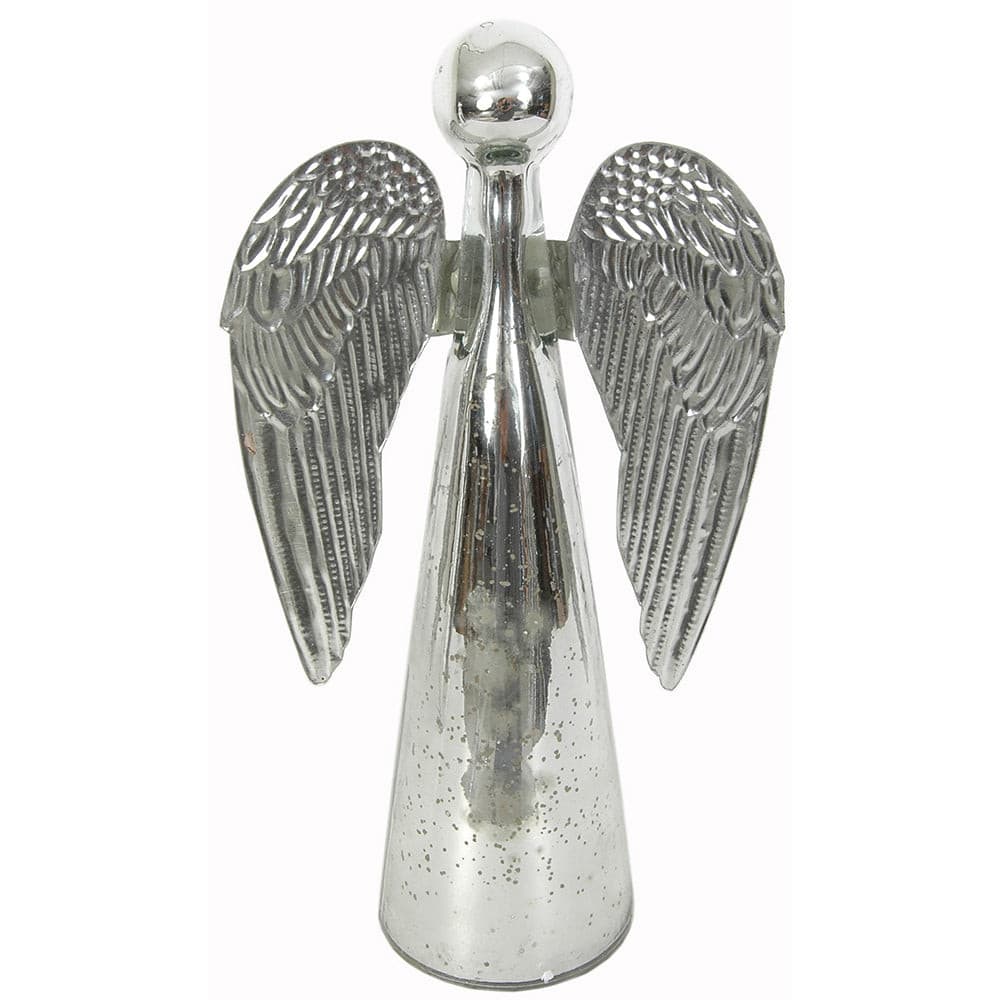 Angel 12"H x 7"W Glass Mercury Silver