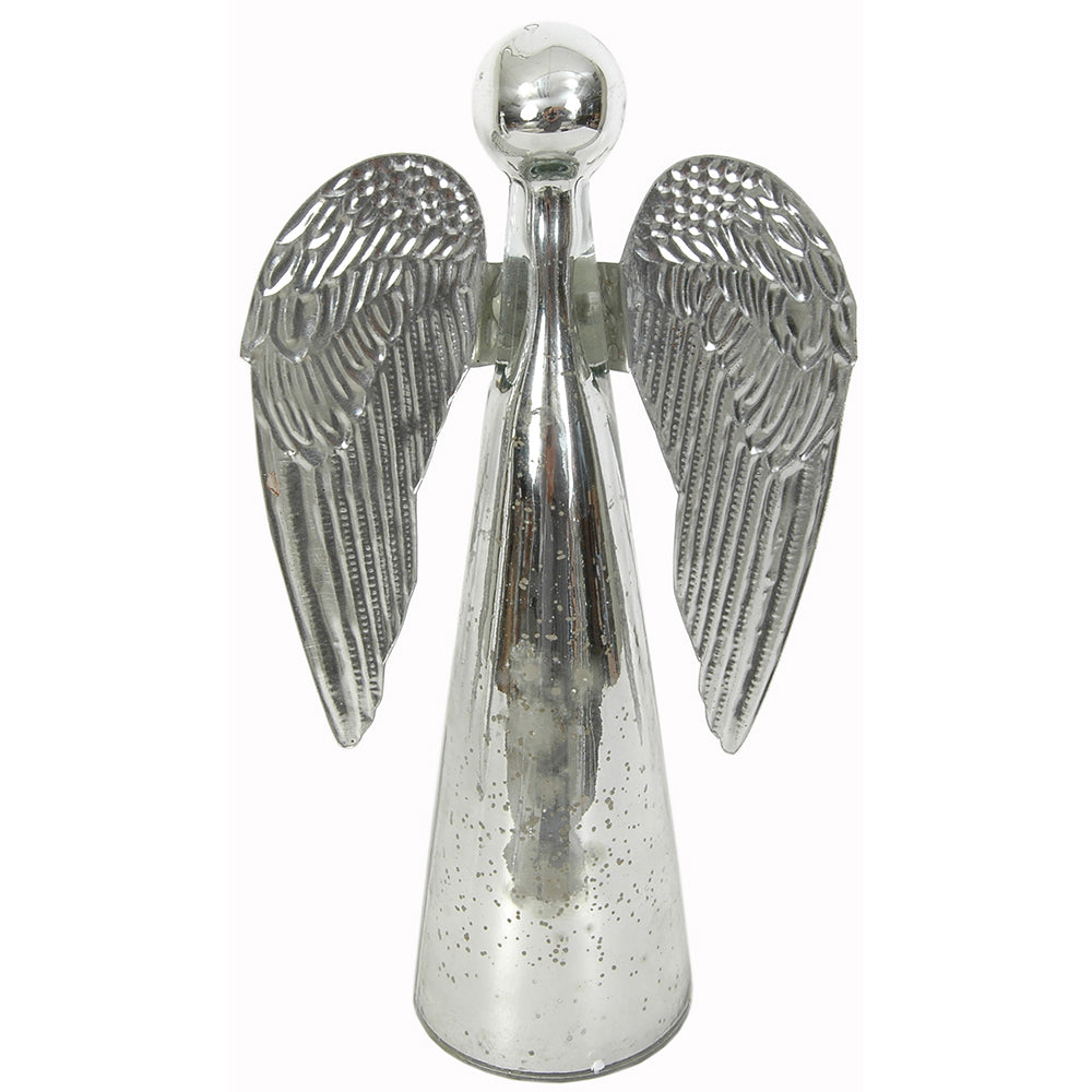 Angel 16"H x 8"W Glass Mercury Silver