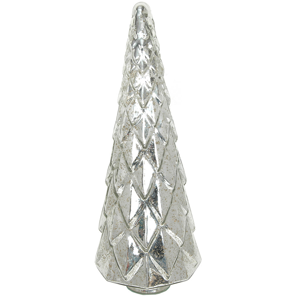 Christmas Tree Faceted 9" x 24" H    - Mercury Silver