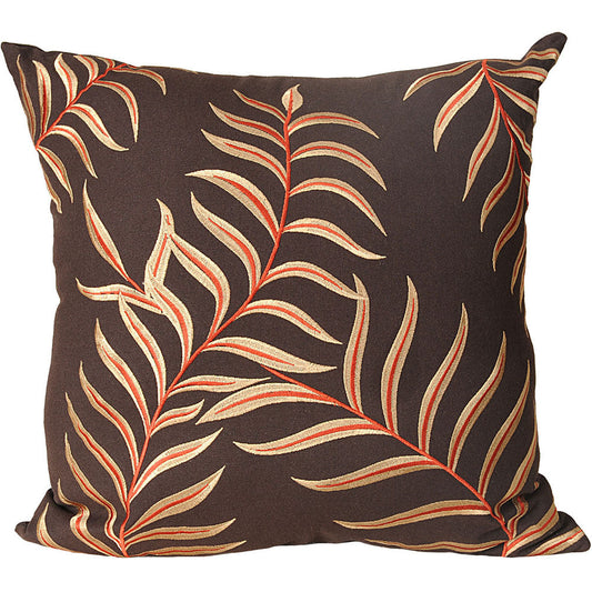 Pillow 20" Embroidered Fern Chocolate