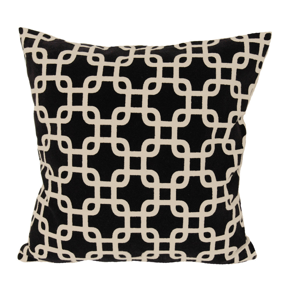 Pillow 20" Black Flock Geo