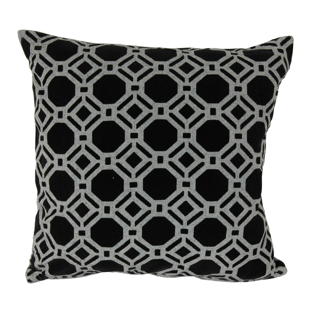 Pillow 20" Black Flock Grey Honeycomb