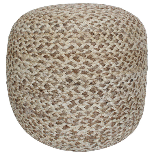 Indoor Pouf 17"x17" Jute    - White/Natural