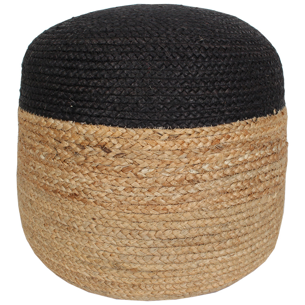 Indoor Pouf 17"x17" Jute - White/Natural