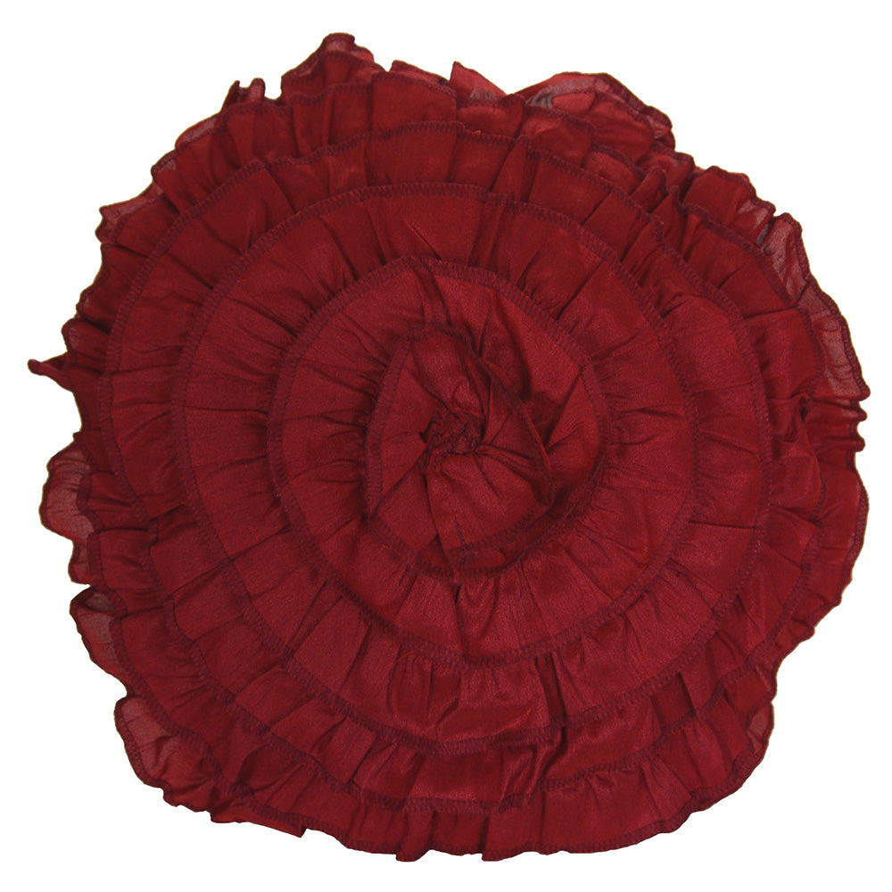 Pillow 17" Round Rosette Red